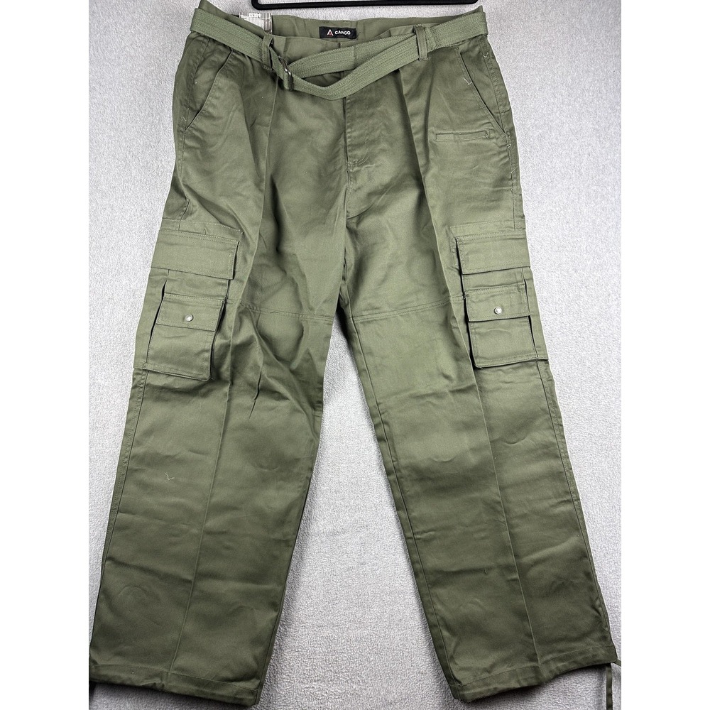 Access Pants Mens 44x33 Olive Cargo Canvas Belted Workwear Utility Big Tall